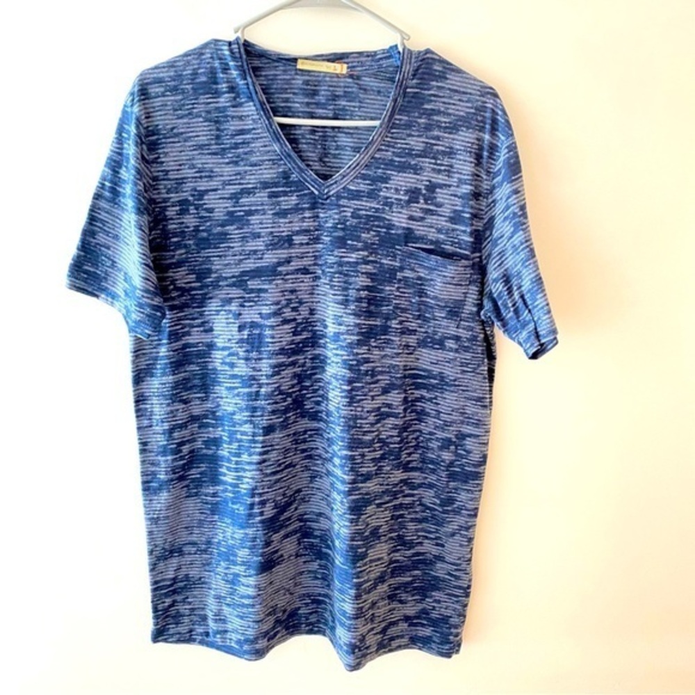 Alternative blue burnout tee shirt chest pocket